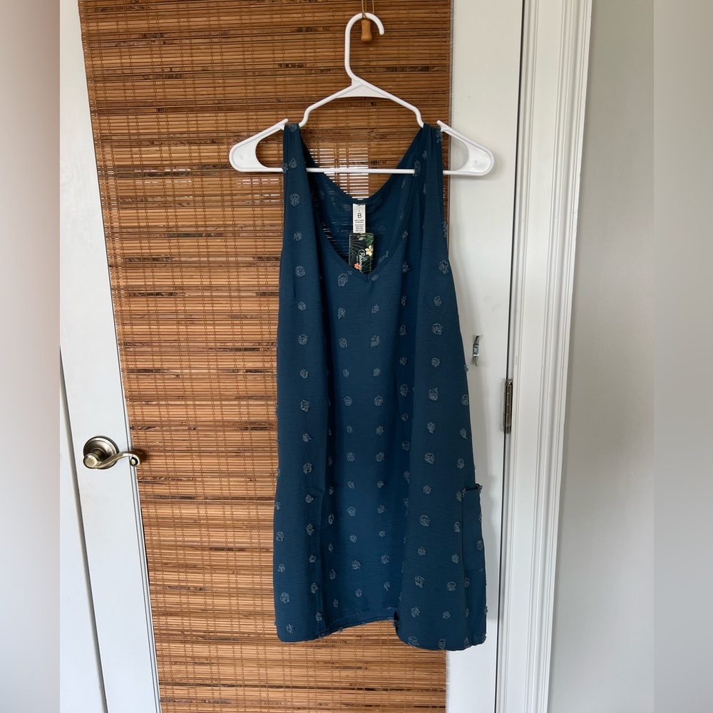 Blooming Jelly Womens Summer Swiss Polka Dot V Neck Tank Dress w/ Pockets
